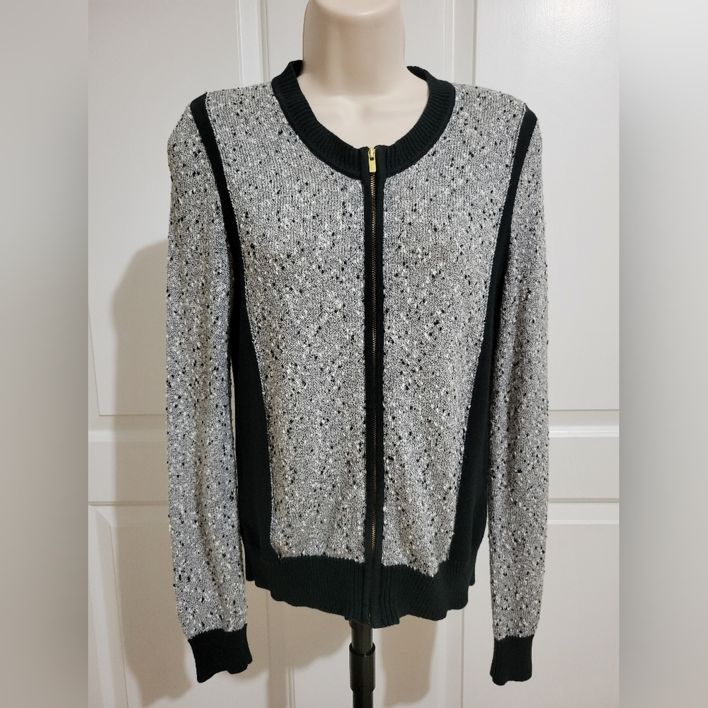 Banana Republic Boucle Tweed Full Zip Sweater Jacket